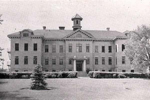 Postcard view of Portage Indian Residental School