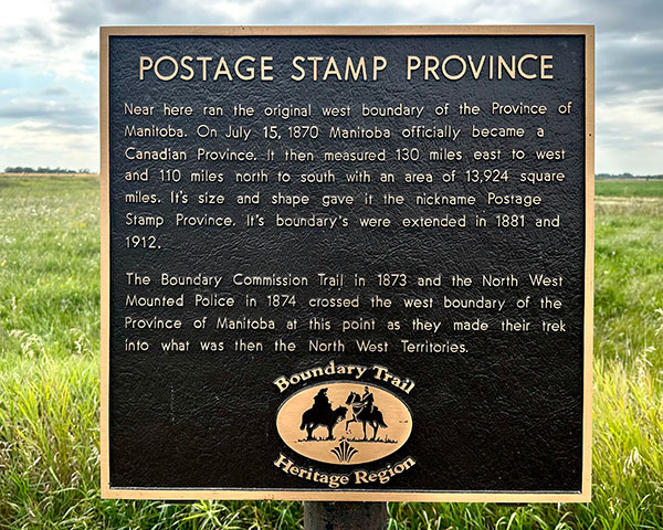 Closeup view of Postage Stamp Province 1870 commemorative plaque