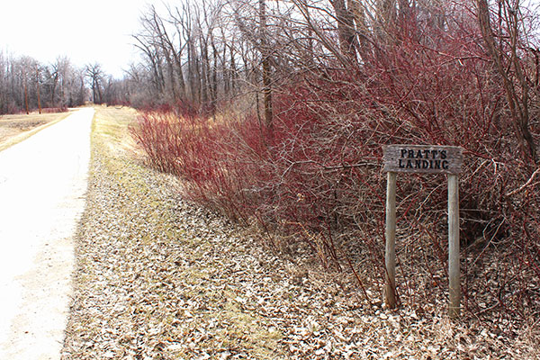 Sign near the former site of Pratt&rsquo;s Landing