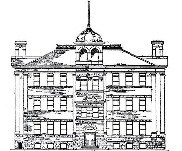 Architectural sketch of the first Provencher School