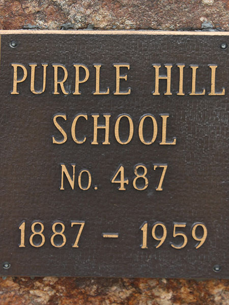 Plaque on the Purple Hill School commemorative monument