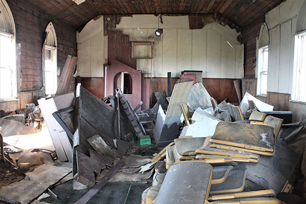 Interior of the Purves United Church building