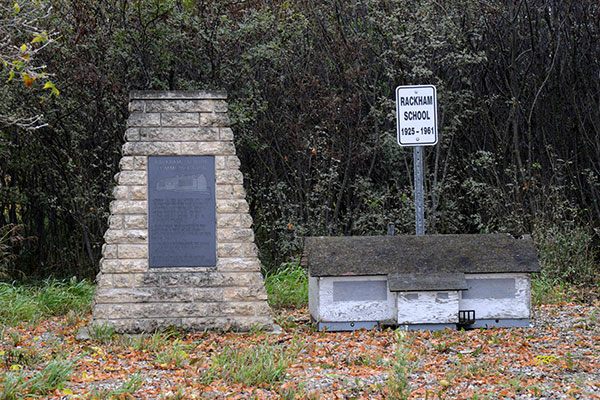 Rackham School commemorative monument and model