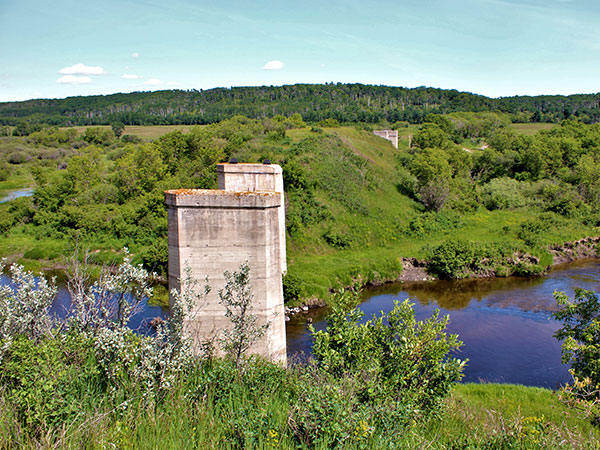 Remains of the CNR Rapid City Subdivision Bridge near Rapid City