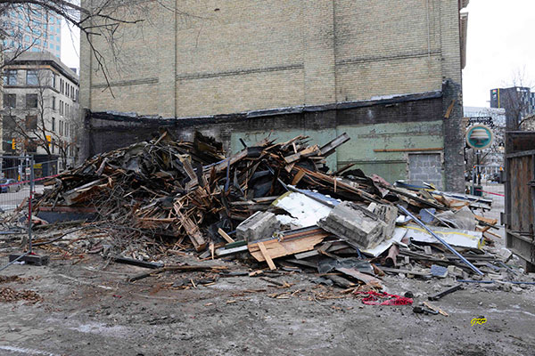 The former Reliable Service Station undergoing demolition