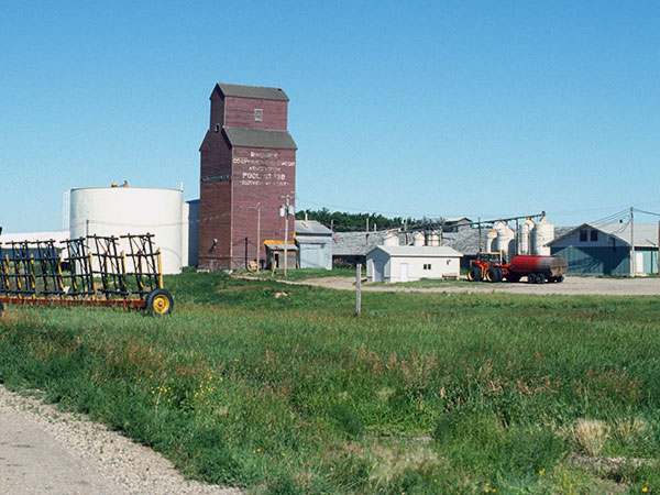 Former Manitoba Pool grain elevator from Rhodes near Wellwood