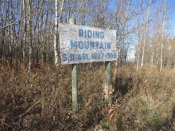 Commemorative sign near the former site of Riding Mountain School