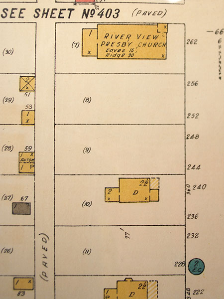Fire insurance map of the Riverview Presbyterian Church area