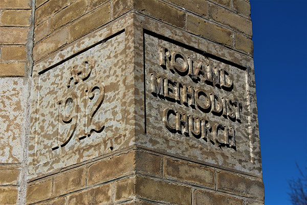 Cornerstone of the former Zion Methodist Church