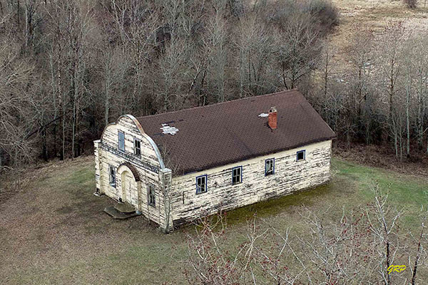 Aerial view of Ruthenia Community Hall