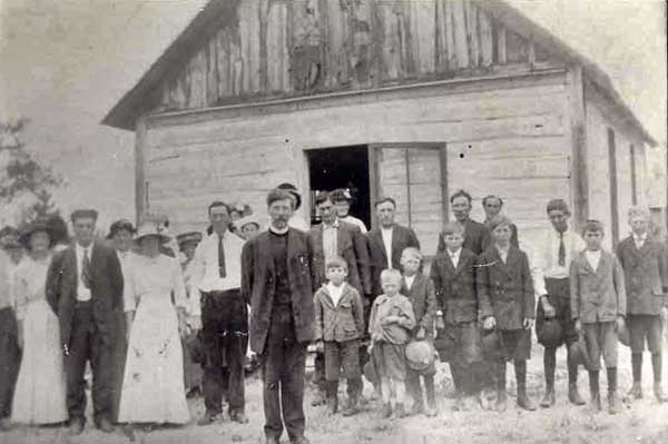 The congregation at the Wampum schoolhouse