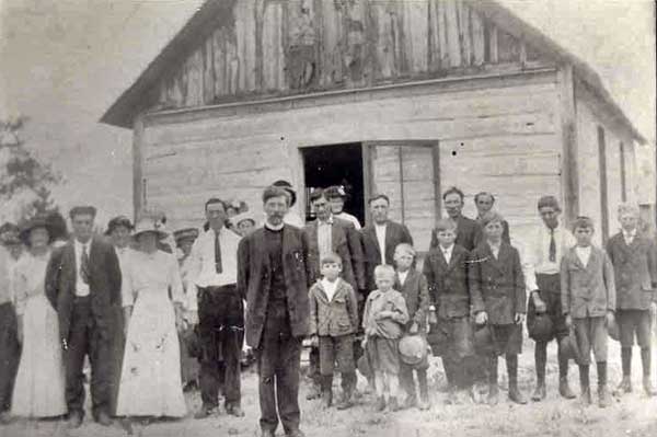 The congregation at the Wampum schoolhouse