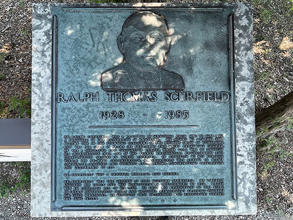 Commemorative plaque for Ralph Thomas Scurfield in Scurfield Park