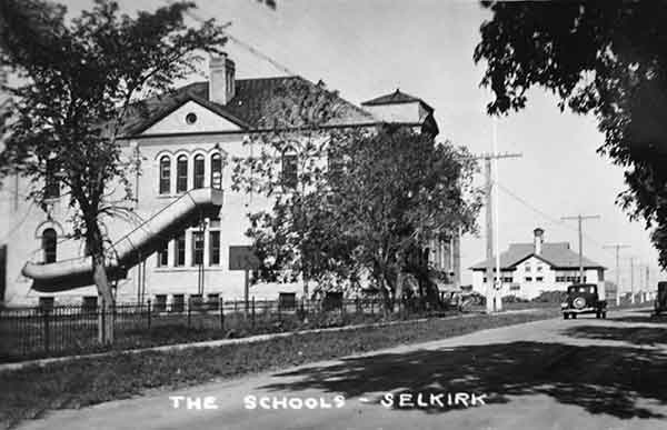 Selkirk Central School at left with Devonshire School in the background
