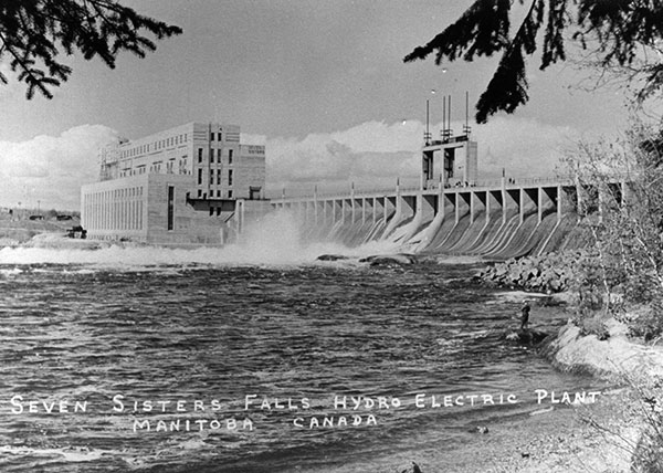 Postcard view of the Seven Sisters Generating Station
