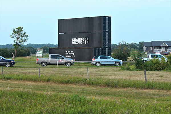 New projection screen at the Shamrock Drive-In