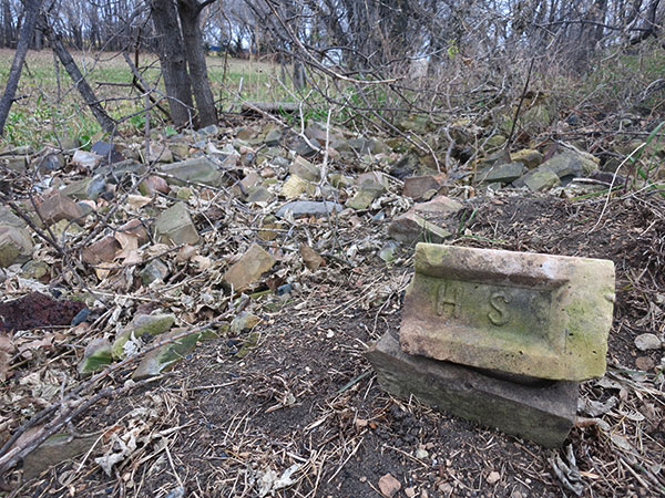 Remnant bricks at the former Snyder Brickyard