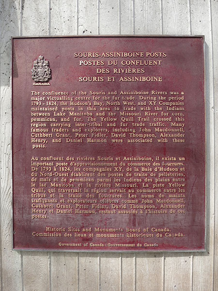 Souris-Assiniboine fur trade posts commemorative plaque