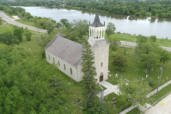Aerial view of St. Andrew’s-on-the-Red Anglican Church