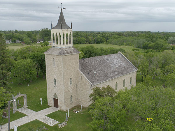 Aerial view of St. Andrew’s-on-the-Red Anglican Church