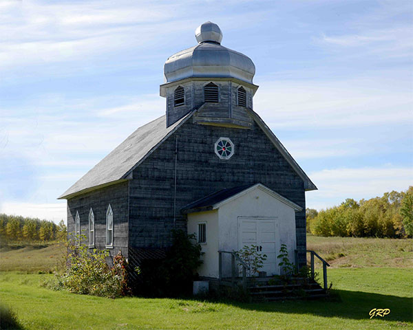 The former St. Anthony Petchersky Ukrainian Catholic Church after its move to an undisclosed site east of the Winnipeg River