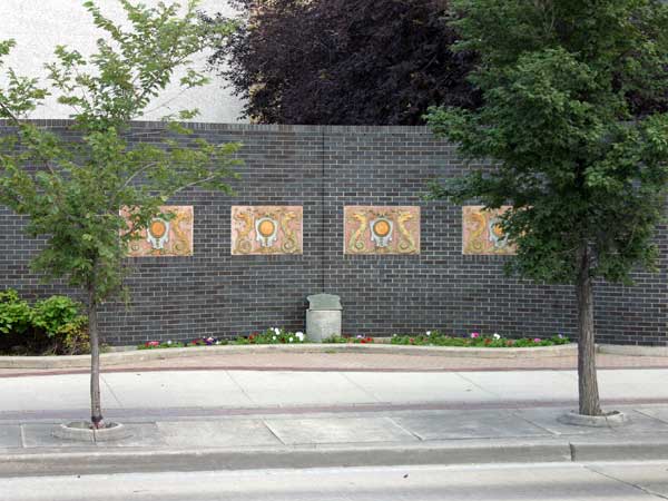 Sterling Building terra cotta panels and plaque on Main Street
