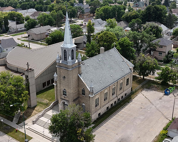 Aerial view of the former St. John Cantius Roman Catholic Church