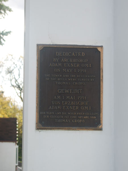 St. Joseph’s Roman Catholic Church Tower and Bells Restoration Plaque