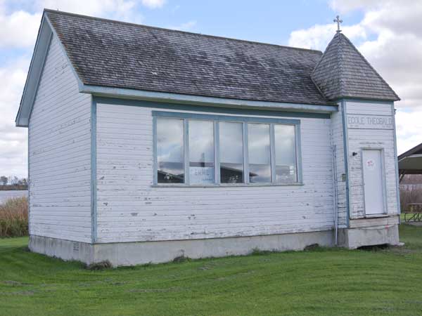 The former Theobald School building, now located at the St. Leon Interpretive Centre