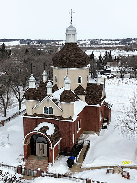 Aerial view of the Nativity of the Blessed Virgin Mary Ukrainian Catholic Church