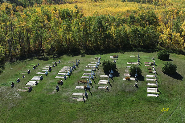 Aerial view of Sts. Peter and Paul Ukrainian Orthodox Cemetery at Merridale
