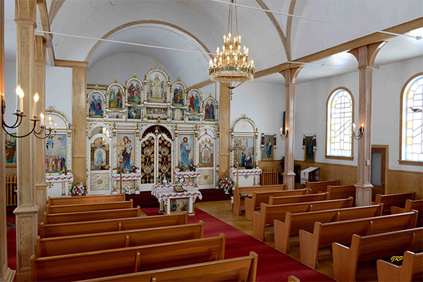 Interior of Sts. Peter and Paul Ukrainian Greek Orthodox Church in Ethelbert