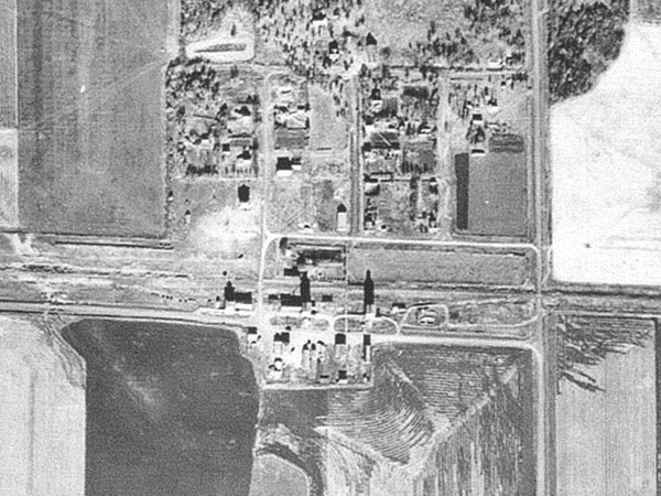 Aerial view of the grain elevators at Thornhill