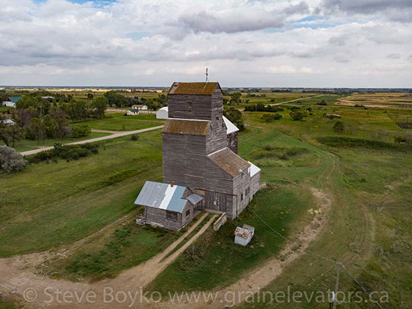 Aerial view of former Lake of the Woods grain elevator at Tilston