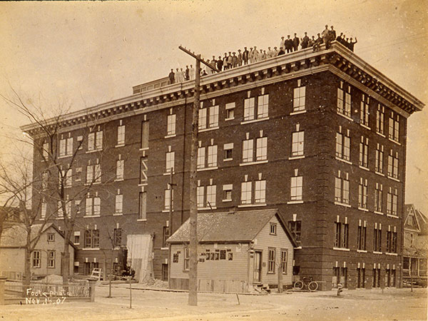 The Touraine Apartments and construction crew