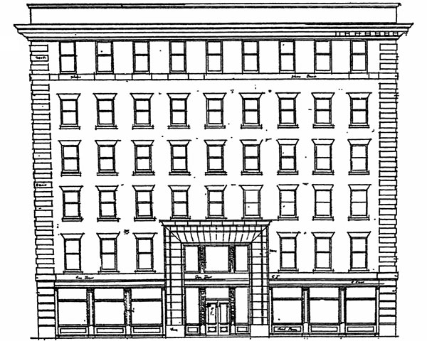Architectural drawing of the Travellers&rsquo; Block