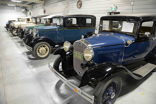 Antique automobiles inside the museum