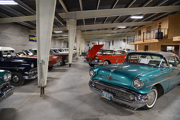 Antique automobiles inside the museum