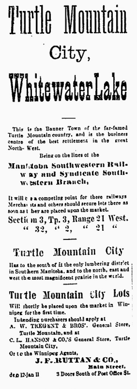 Advertisement for Turtle Mountain City