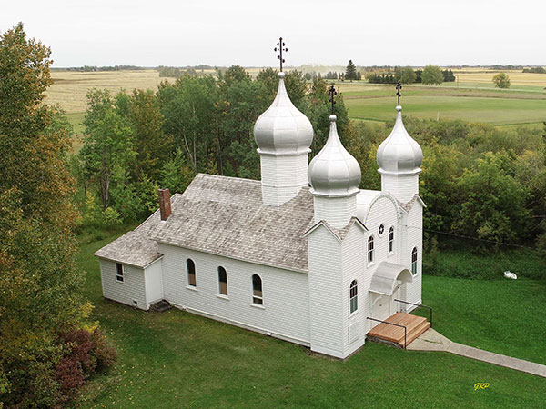 Aerial view of Ukrainian Greek Orthodox Church of the Ascension