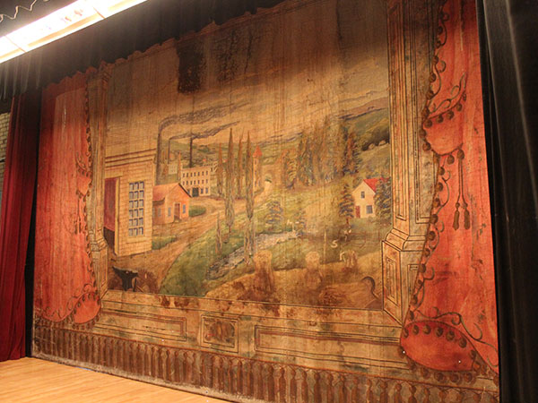 Rear side of the stage curtain of the Ukrainian Labour Temple