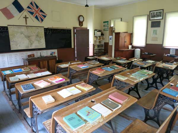 Interior of former Union Point School building, now at the St. Joseph Museum