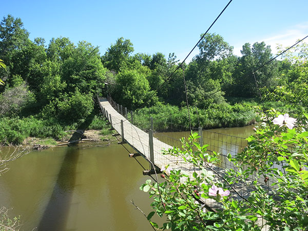 The former Valley River Suspension Bridge