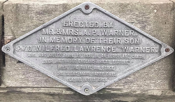 Commemorative plaque at Yale Avenue West Park