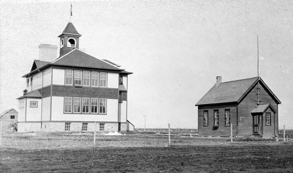 The old Hanlan School building next to Warren Consolidated School