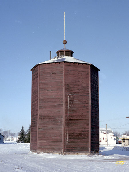 The former Canadian Pacific Railway water tower at Whitemouth