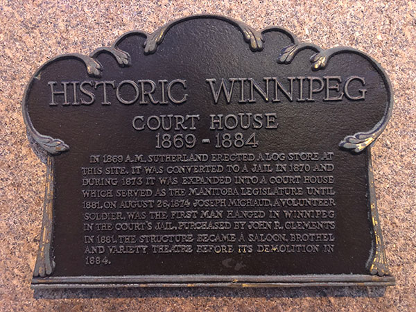 Winnipeg Court House commemorative plaque