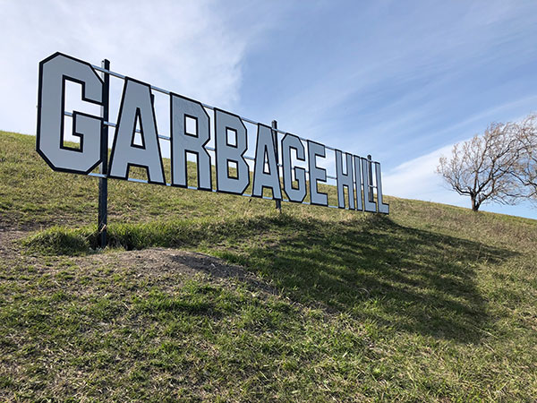 “Garbage Hill” sign at Westview Park