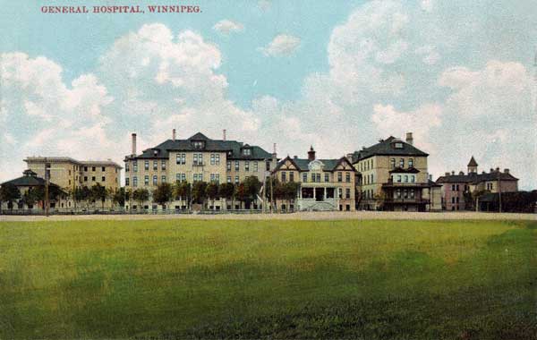 Postcard view of the Winnipeg General Hospital