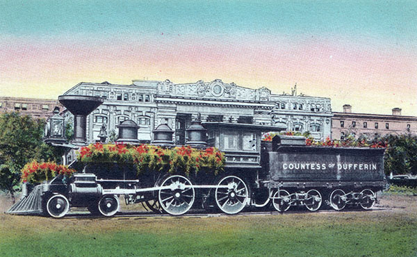 Countess of Dufferin in front of the Canadian Pacific Railway Station